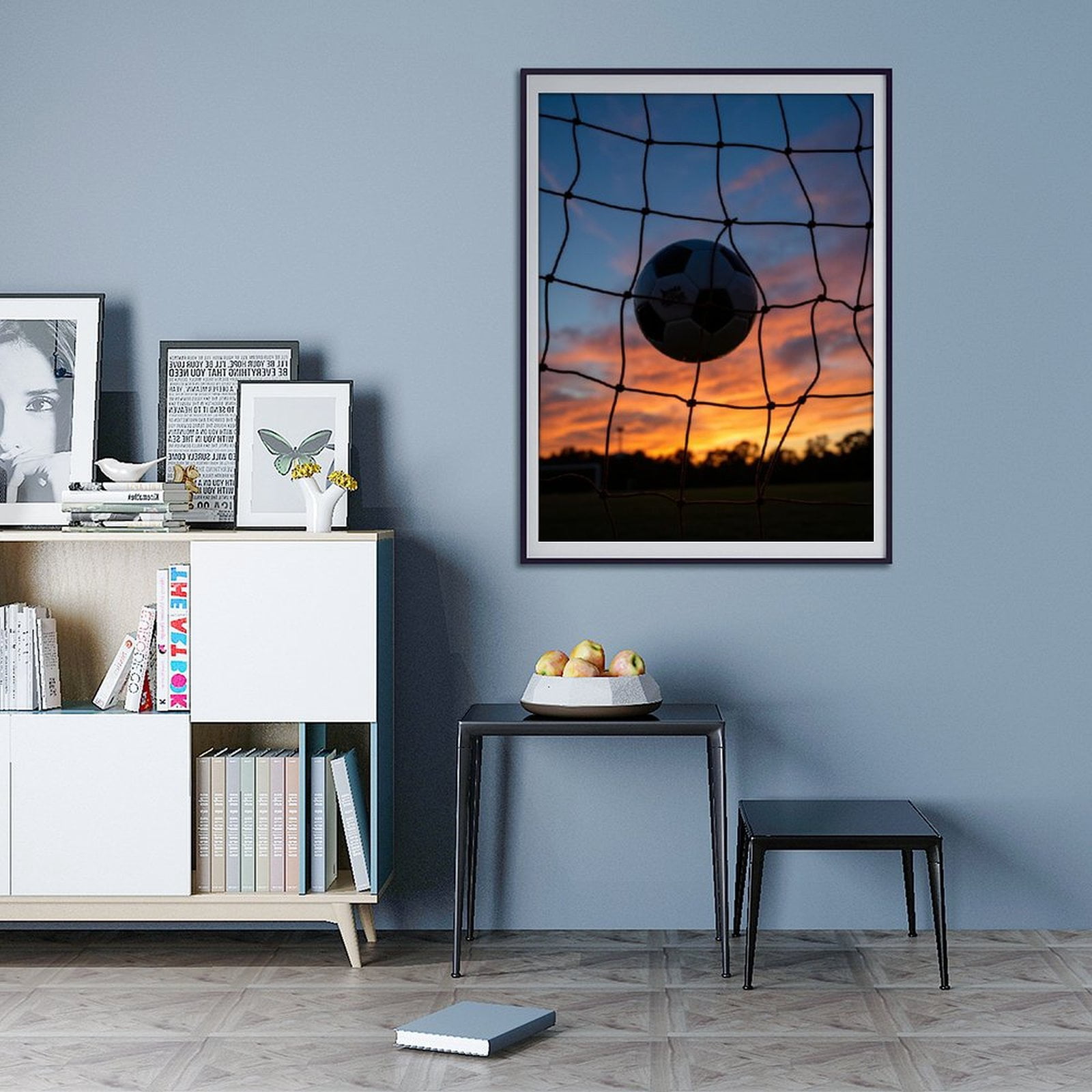 Diamond Art Kits for Adults - 5d Soccer Ball Sunset In Goal Net Diamond Painting for Adults, Diamond Art for Adults Beginners, Diamond Painting Kits for Adults for Home Wall Decor