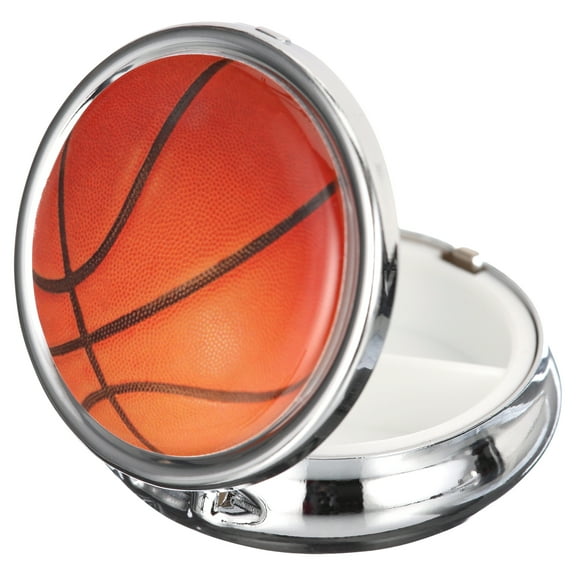 Basketball Three Section Small Pocket Purse Travel Medicine Pill Box Case