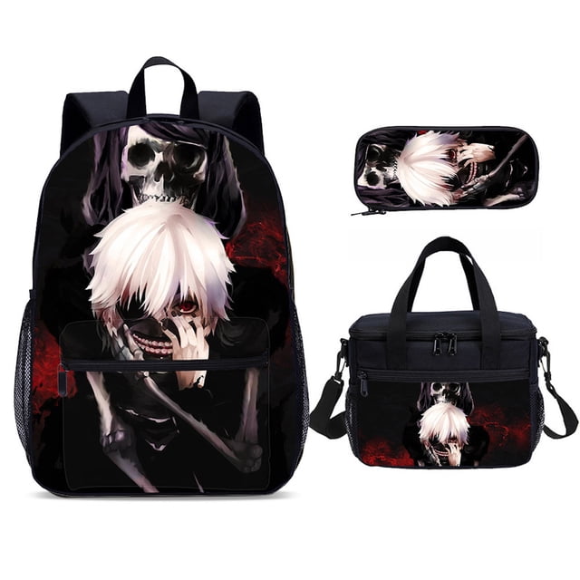 Juego de mochilas escolares Tokyos Ghouls de 3 piezas con bolsa de hombro