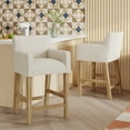 thumbnail image 2 of GDF Studio Chaparral Contemporary Fabric Upholstered Wood 26 inch Counter Stools, Set of 2, Beige and Weathered Natural, 2 of 10