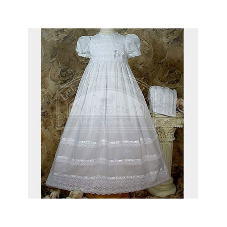 Baby Girls White Victorian Bonnet Christening Dress Outfit 3M-24M