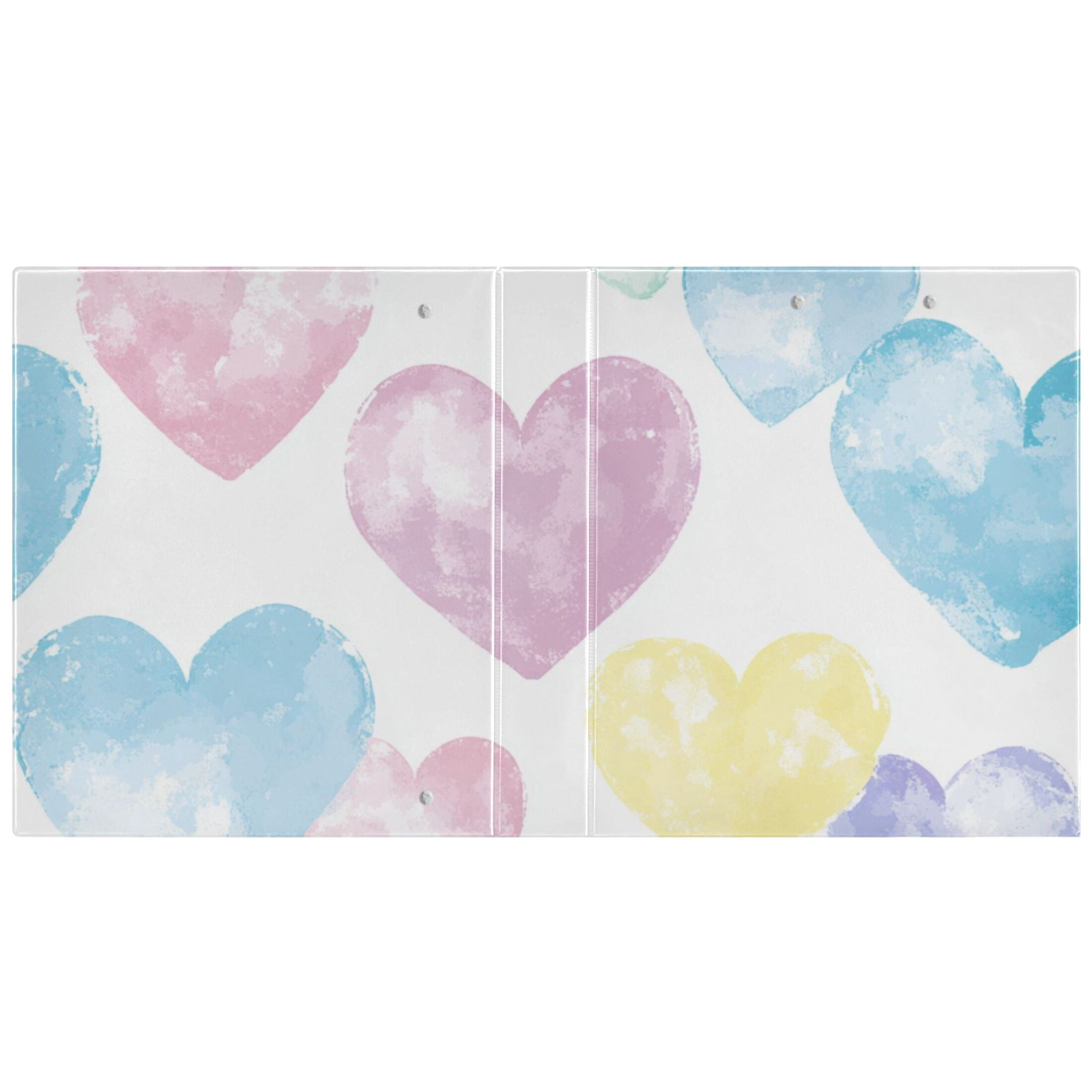 Colorful Hearts 3 Ring Binders 1.5 inch Hardcover File Folders with Interior Pockets A4 Size Organizer for School Office Hospital