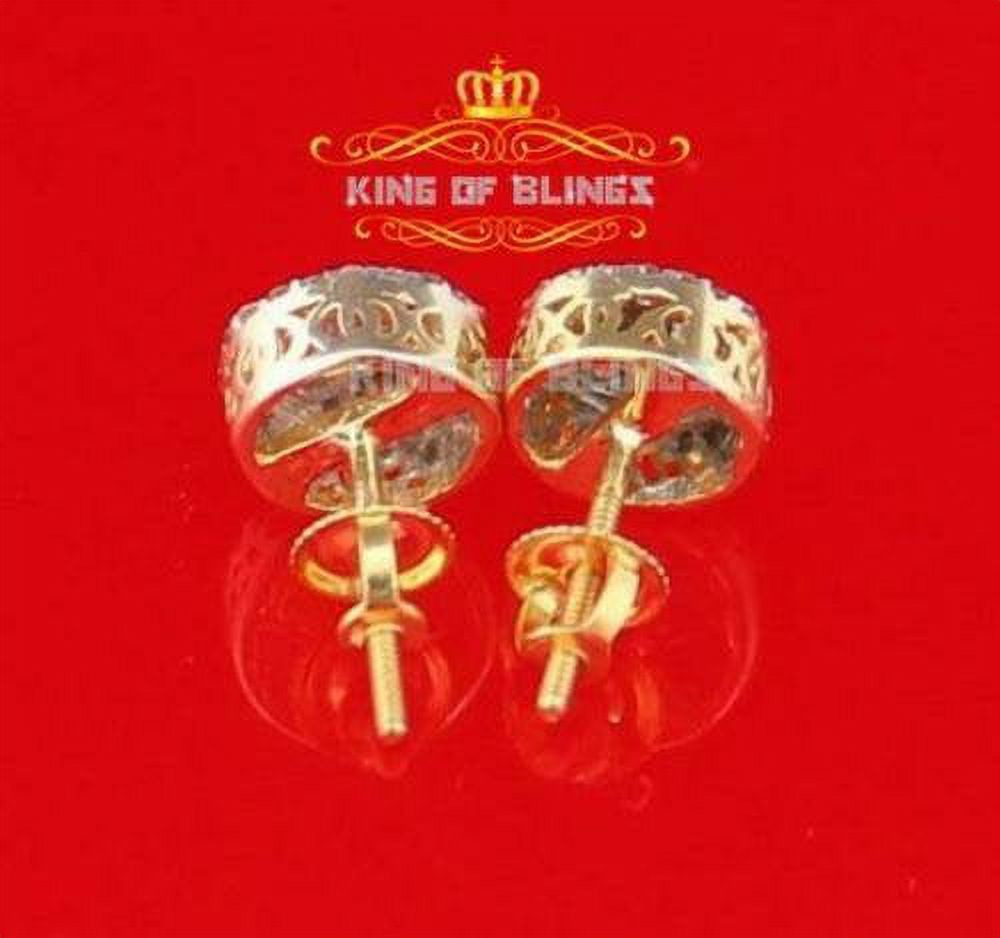 King of Bling's 10K Real Yellow Gold Real Diamond 0.50CT Men's/Women's Stud Round Earrings