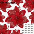 thumbnail image 3 of Adornos de flores artificiales para árbol de Navidad 2024 con purpurina azul, decoración navideña DIY para el hogar, fiesta de Año Nuevo, 3 of 5