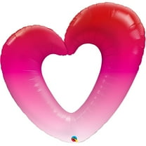 Qualatex Ombre Red Pink Open Heart Shape 42 inch Foil Mylar Balloon [16647]