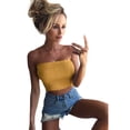 thumbnail image 2 of Women Summer Tops Women Strapless Elastic Bandeau Tube Tops Bra Wrap Vintage Top Warming Undershirt Graphic Shirts Polyester T Shirts Womens T Loose Fitting Athletic Pack Thin Yellow M, 2 of 8