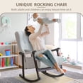 thumbnail image 3 of HARBOURSIDE Upholstered Rocking Chair with Fabric Padded Seat,Comfortable Rocker Solid Wood for Living Room, Gray, 3 of 9