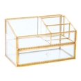 thumbnail image 2 of Organizador de maquillaje Vanity Tray Levilan, caja de cristal dorado, 2 of 9