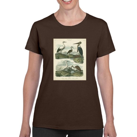 Heron And Crane T-Shirt Women -Sydenham Edwards Designs, Female 4X-Large