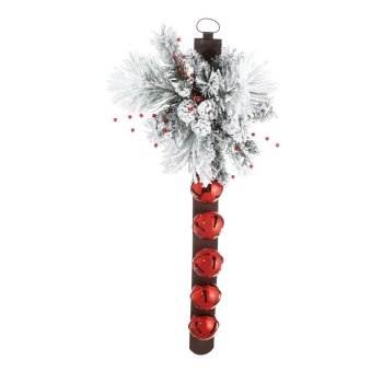 Ganz 38" Unlit Red and White Flocked Pine Cone and Berry-Bells Christmas Artificial Swag