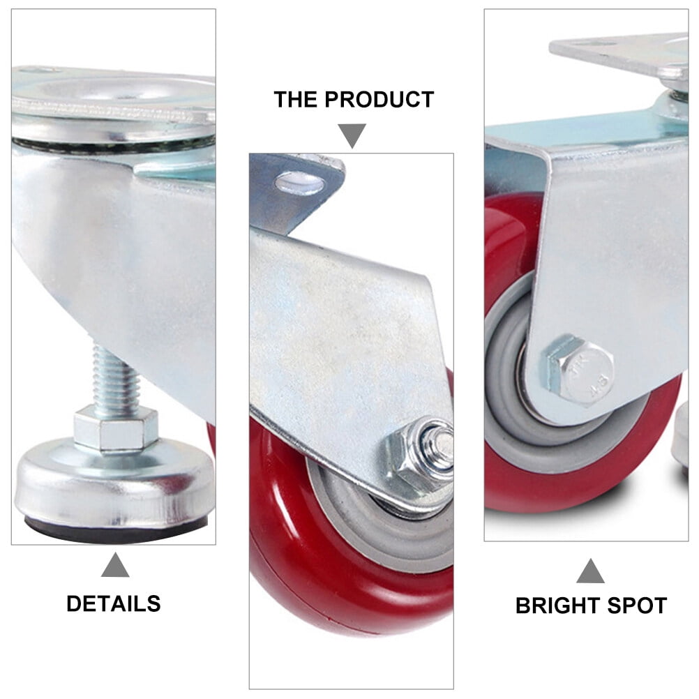 LABRIMP 1Pc Red Polyurethane Caster Wheel for Home Use Easy to Install and Slide Smoothly