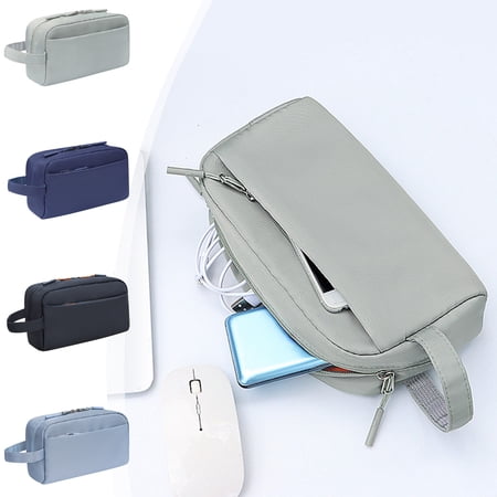 Digital Accessory Storage Bag Portable Large Capacity Organizer Water-Resistant Nylon Divided Compartments Zippered Closure Tech Gadget Storage Travel Convenience Gear Protection TOPLIU