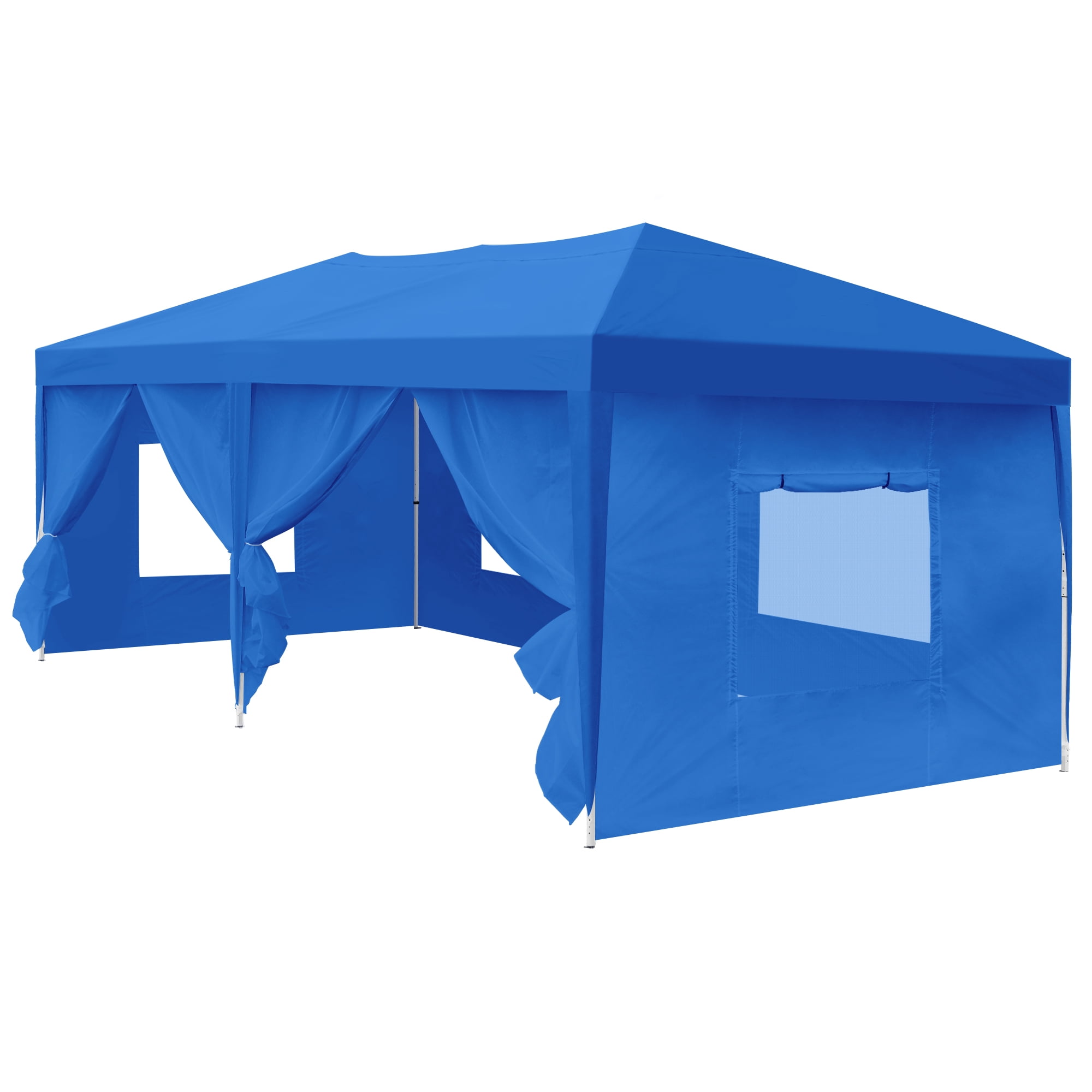 Uforic 10x20FT Blue Outdoor Pop-Up Canopy Tent, Steel Frame, Oxford Fabric, 6 Side Curtains, Adjustable Height