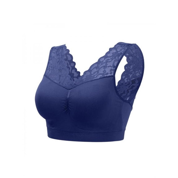 Women Bra,Sexy Deep V Neck Lace Sport Bras Plus Size Seamless Padded Running Yoga Bra
