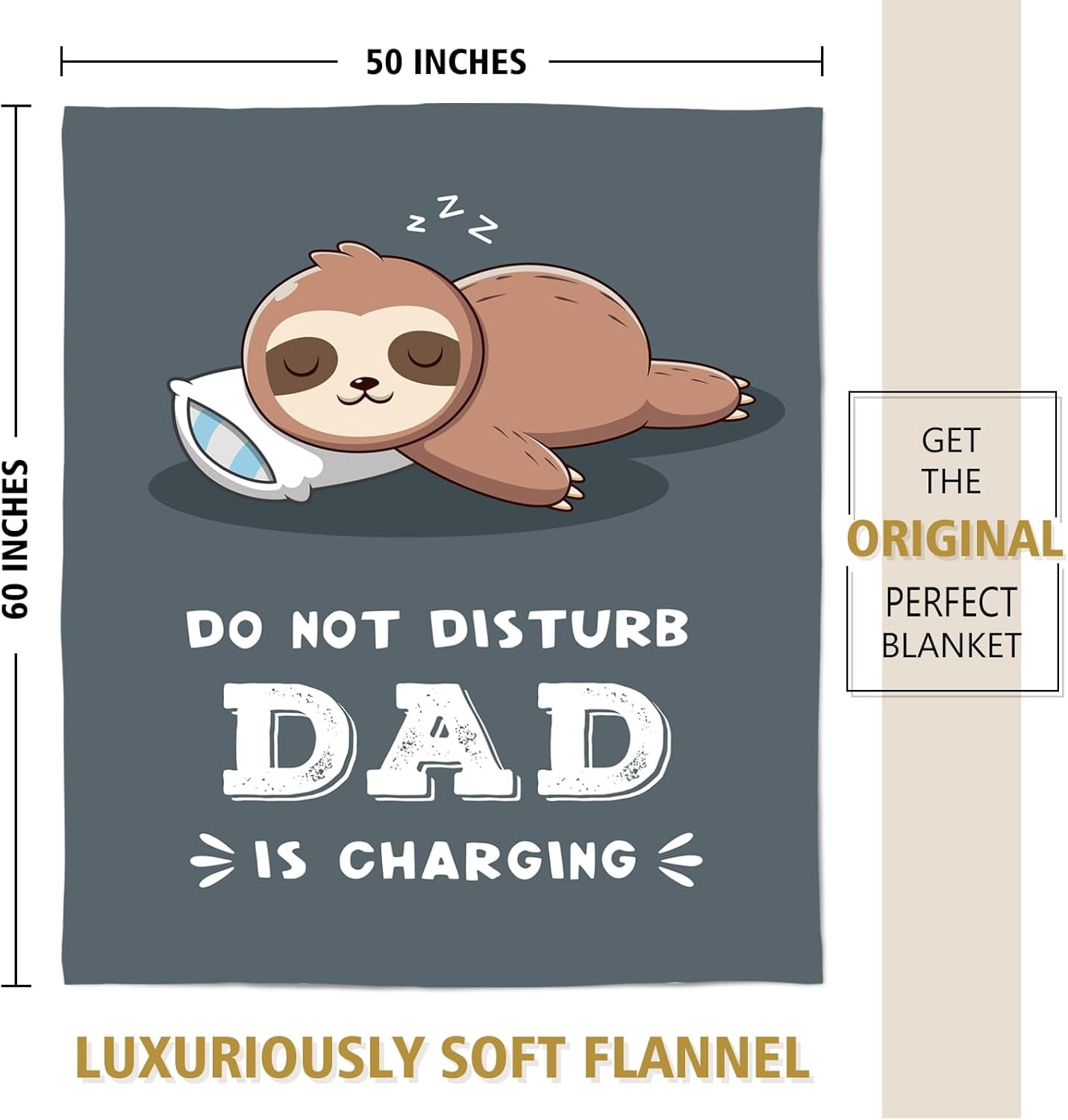 Funny Fathers Day Birthday Gifts for Dad, Dad is Charging Sloth Blanket, Present for Father from Daughter Son, Daddy Gifts for Fathers Day Christmas, Super Soft Throws Blanket for Father