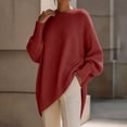 thumbnail image 4 of Vivianyo HD Women's Crew Neck Oversized Knit Tunic Sweater, Batwing Long Sleeve Loose Fit Pullover For Women, Fall Winter Longline Top for Brunch Meetings and City Walks, Size S-3XL, 4 of 7