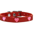 thumbnail image 3 of Pink Glitter Heart Widget Genuine Leather Dog Collar Red 24, 3 of 3