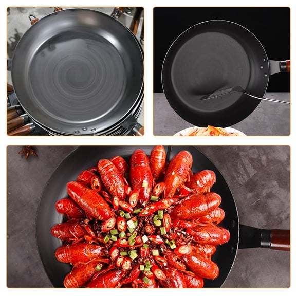 NUOLUX Kitchen Wok Multi-Color Iron Ergonomic Wood Handle Easy to Move