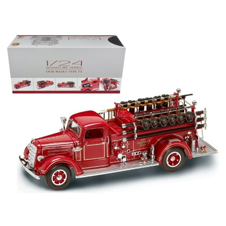1938 Mack Type 75 Fire Engine Red with Accessories 1/24 Diecast Model Truck by Road Signature