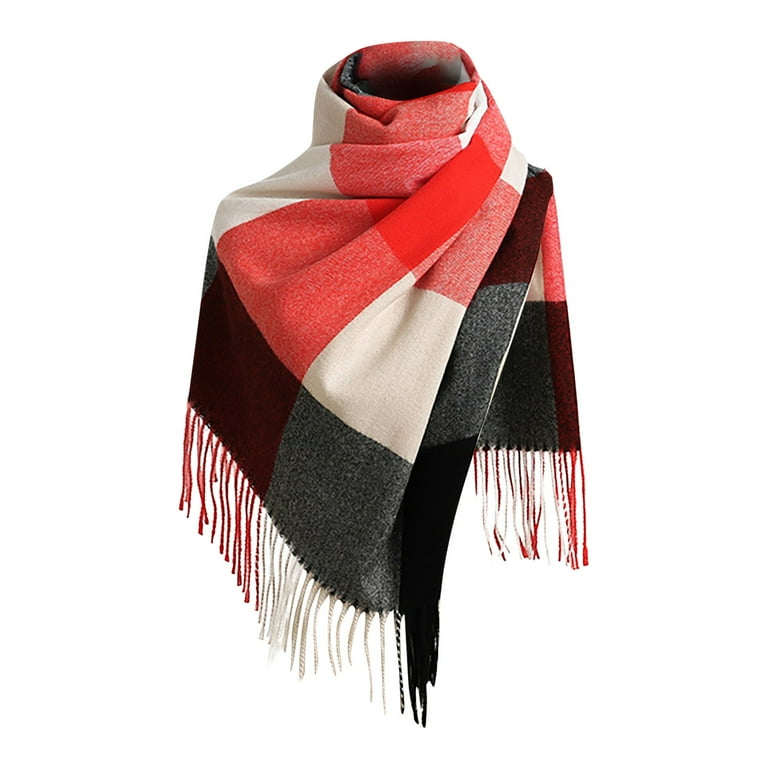 KDDYLITQ Winter Scarf for Women Cold Weather Color Block Plaid Big