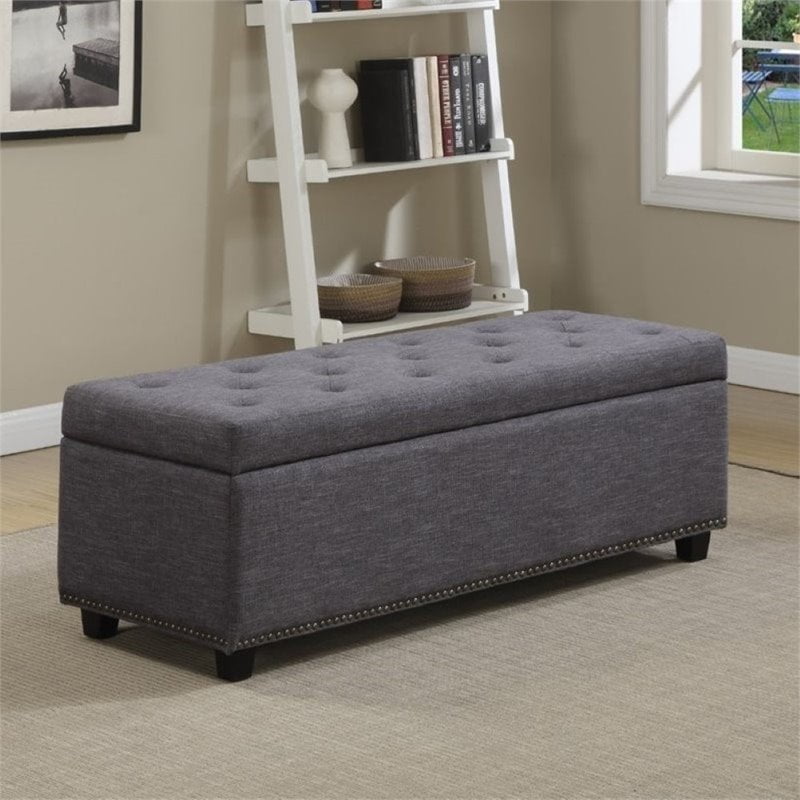 Simpli Home Hamilton Storage Bench in Black