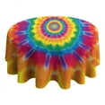 thumbnail image 4 of Yellow Tie Dye Spiral Pattern Round Tablecloth 60"x60",Wrinkle Wipeable Table Cloth for Kitchen Dining Room Picnic Patio Party, 4 of 6
