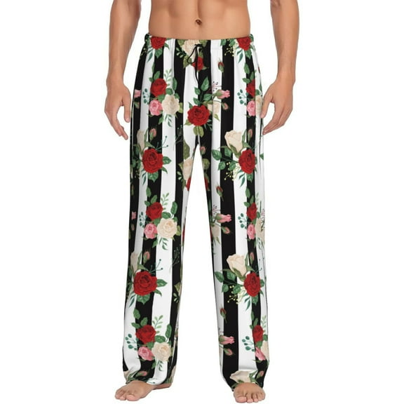 Haiem Rose Flowers Men's Pajama Pants Ultra Lightweight Pjs Bottoms Sleepwear Bottom Pants With Pocket Drawstring-Medium