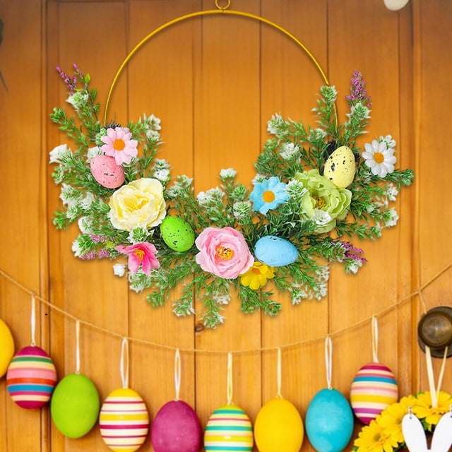 Corona artificial de Pascua para puerta de entrada, regalo, decoración de fiesta, decoración de Pascua, adorno colgante para boda, pared, ,