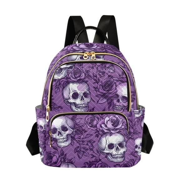 ALAZA Retro Rose Skull Womens Travel Laptop Backpack Large Daypack Ladies Shoulder Bags S