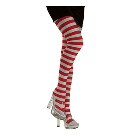 Womens  Red and White Striped Candy Striper Costume Tights