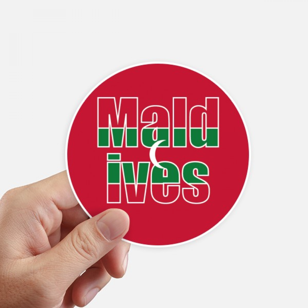 Maldives Country Flag Name Sticker Round Wall Suitcase Laptop Label