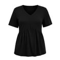 thumbnail image 5 of OGLCCG Plus Size Tops for Women Casual Oversized Tshirts for Women Loose Fit V Neck Babydoll Top Summer Basic Tees L-5XL, 5 of 6