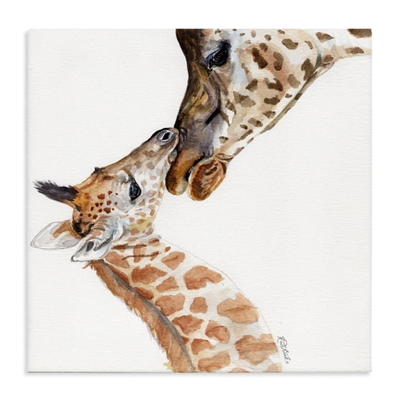 Stupell Industries Farmhouse Giraffe Family Portraits Animal Watercolor Canvas Art, 30 x 30, by Jennifer Redstreake