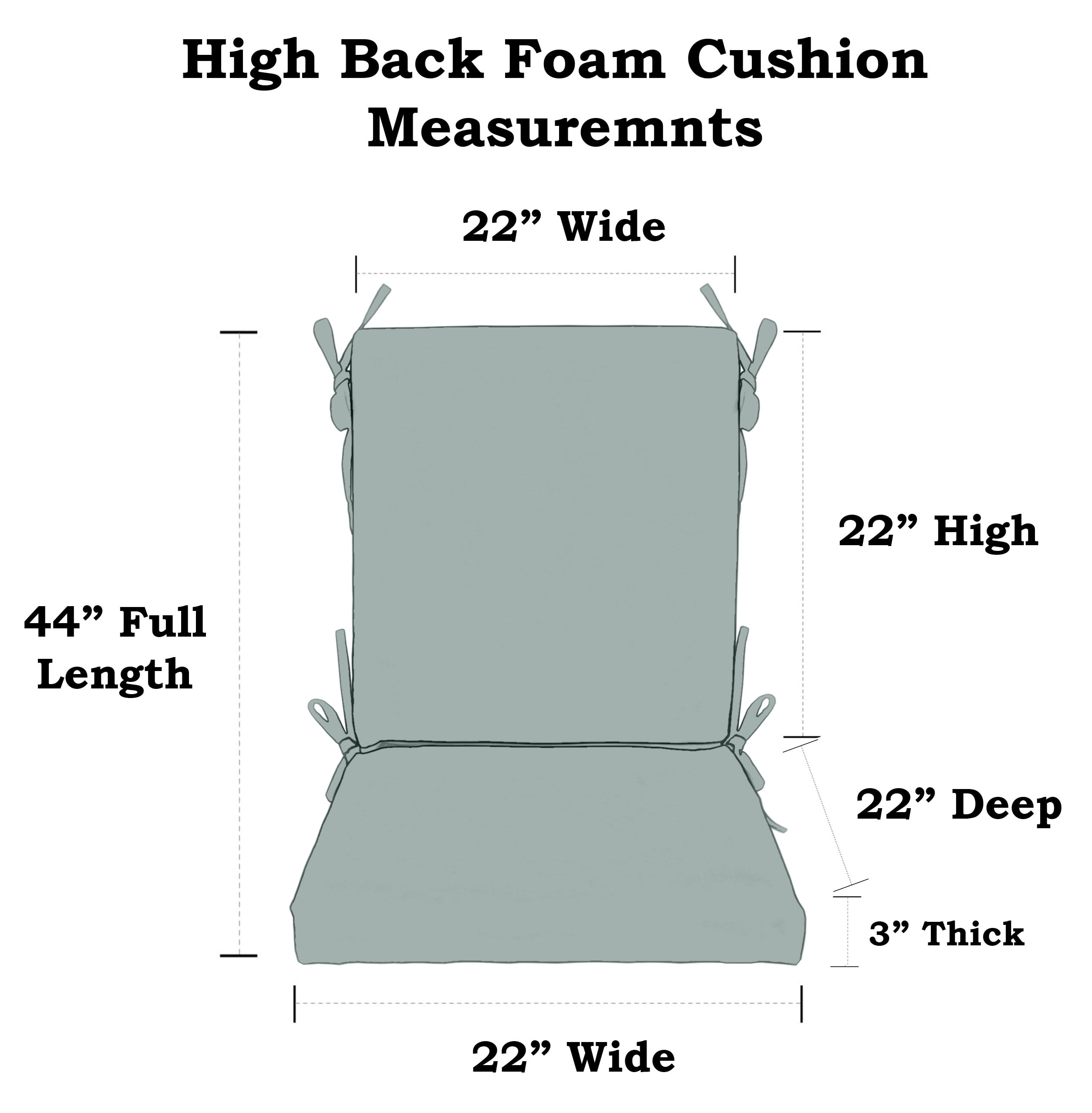 RSH Décor Indoor Outdoor Foam High Back Chair Cushion, Black and White Stripe