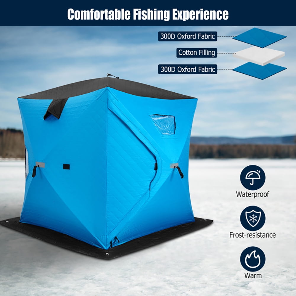 Aimee Lii Portable 2 Person Ice Shanty with Cotton Padded Walls, Oversize Privacy Tent, Easy Set Up Privacy Shelter, Blue Aimee Lii Portable 2 Person Ice Shanty with Cotton Padded Walls, Oversize Privacy Tent, Easy Set Up Privacy Shelter, Blue