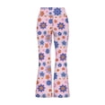 thumbnail image 3 of Byoo Little Girls' Flared Trousers Floral Graphic High Rise Pull-On Pants Sporty School Pantalones, 3 of 3