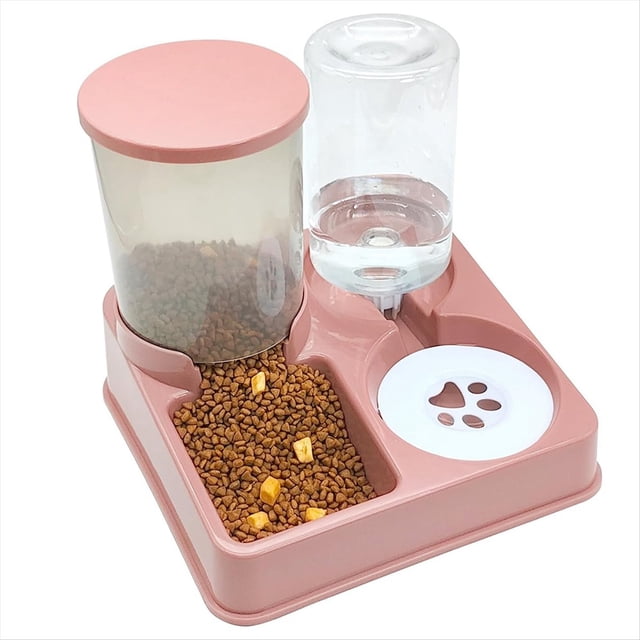 Juego de Dispensador de Agua y Comedero Automático para Gatos 2 en 1, con Inclinación, para Mascotas.