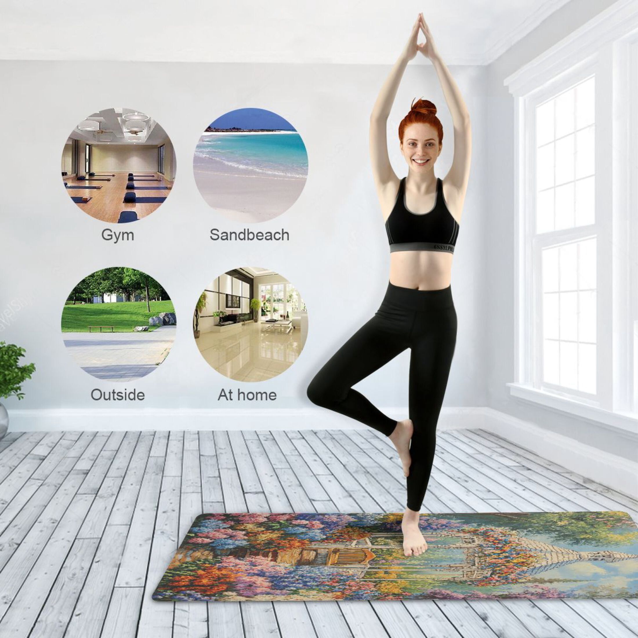 BZSMCE Yoga Mat Women Victorian White Gazebo Printing Fitness Mat