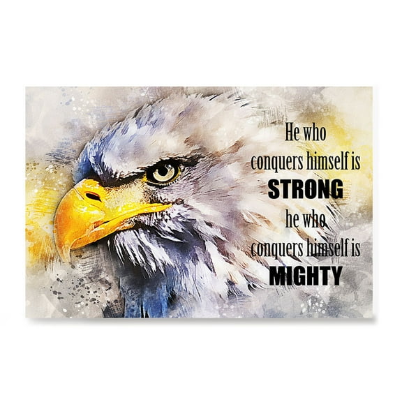 EzPosterPrints - Most Popular Eagle Theme Quote Posters - Power Strength Brave Motivational Quotes Poster Printing - Wall Art Print for Home Office - STRONG - 18X12 inches