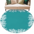 thumbnail image 2 of Sea White Coral Round Living Room Rugs 6 ft, Marine Green Background Modern Art Washable Area Rug with Non-Slip Sturdy Edge Binding Round Carpet for Kitchen Office Bedroom, 2 of 9