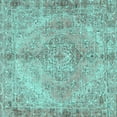 thumbnail image 1 of Ahgly Company Indoor Square Medallion Turquoise Blue Traditional Area Rugs, 6' Square, 1 of 4
