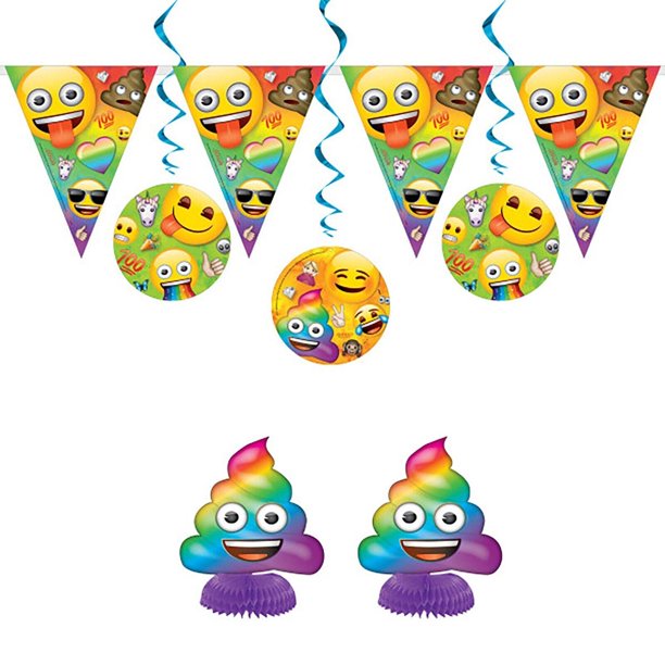 Unique Party - Set de Decoraciones Colgantes Diseño Emoji Rainbow Fun - Pack de 7 (Multicolor)