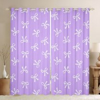 Feelyou Purple Bow Black Out Curtains, Bowknot Butterfly Curtains Pack of 2 (42x63 Each)