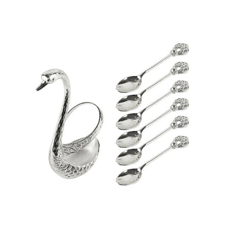 

Storage Organizer Swan Base Gift Zinc Alloy Durable Coffee Spoon Kit For Home