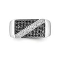 thumbnail image 4 of 14K White Gold Ring Band Men's Diamond Round Black and, Size 9, 4 of 5