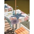 thumbnail image 2 of Outdoor Tablecloth with Umbrella Hole for Patio/Picnic/Party/Camping, Coastal Starfish Waterproof Table Cloth Square Cover Washable, Ocean Fish Beach Seaweed Marine Coral (60"x 60"), 2 of 9