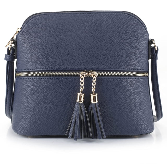 SG SUGU Bolso bandolera Lunar ligero de cúpula mediana con borla | Bolsillo con cremallera | Correa ajustable