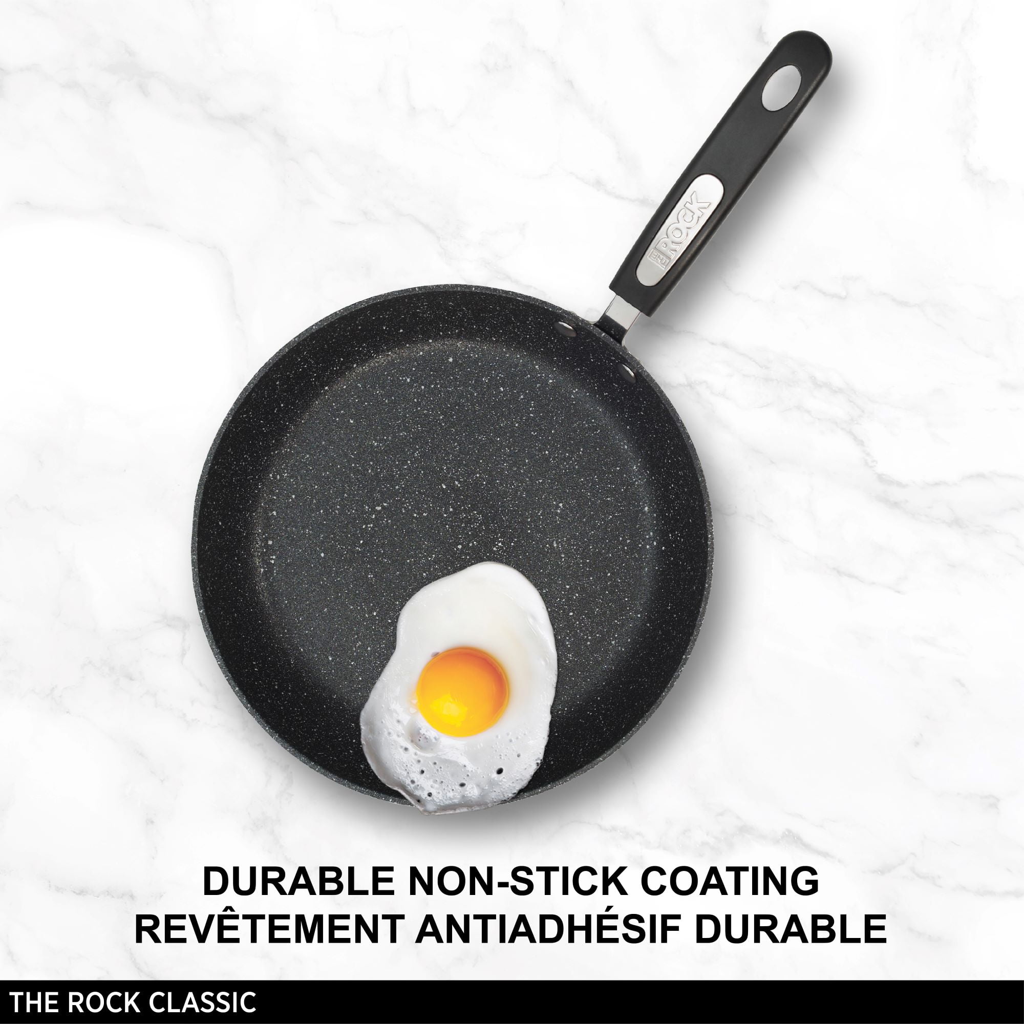 Starfrit The Rock 12" (30cm) Non-Stick Fry Pan - Durable Forged Aluminum - Oven Safe - PFOA Free - Easy to Clean - Black, Non-Stick Fry Pan