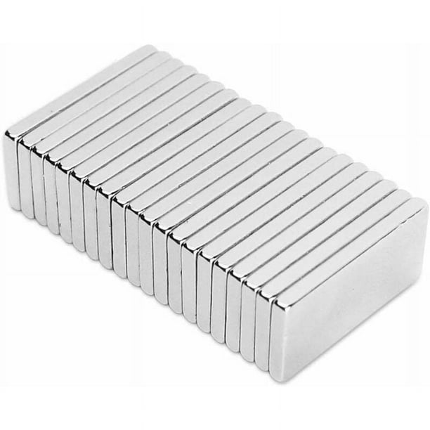 Imán de tierras raras potente, 20 imanes de neodimio súper fuertes para bricolaje, manualidades, ciencia e industria - 20 x 10 x 2 mm (20 unidades)