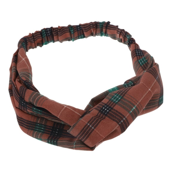 Unique Bargains 1 Pc Fashion Cross Elastic Hairband for Women Red Brown